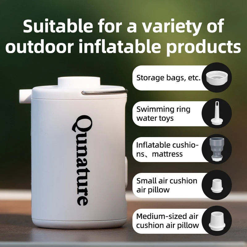 Qunature Multifunctional Electric Air Pump - Outdoor Mini Portable for Camping Air Mattress Swimming Ring Inflation & Deflation