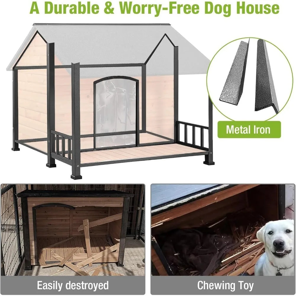Weatherproof Iron Frame Insulated Outdoor Dog House Shelter