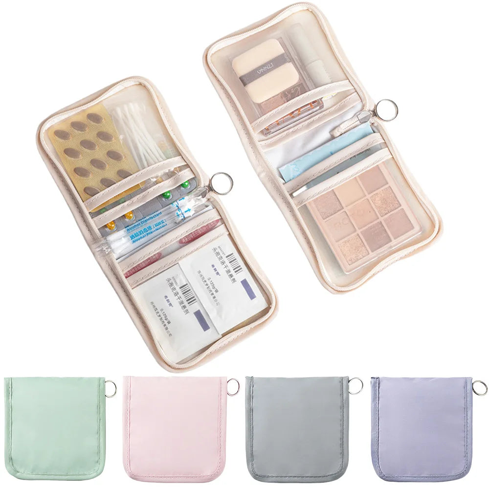 Mini Medical Pouch Portable Foldable Large Opening with Zip Sort First Aid Kit Outdoor Travel Essential Storage Bag
