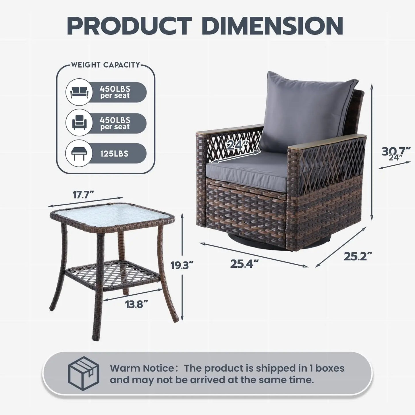 Outdoor Swivel Patio Chairs 3 Piece Bistro Set With Table