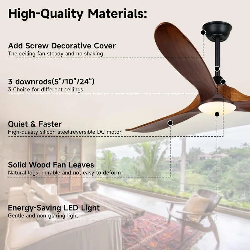 XMSJ Ceiling Fan With Light And Remote Modern Rustic