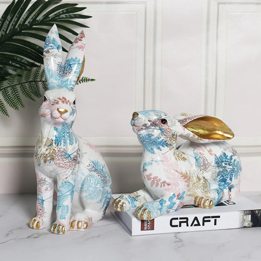 Rabbit Statue Creative Lifelike Rabbit Sculpture Rabbit Decoration Easter Bunny Ornament for Home Office Desktop