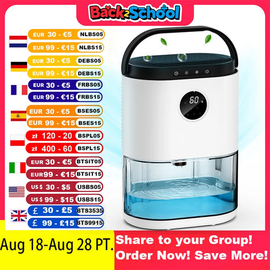 AROEVE Dehumidifier Ultra Quiet Auto Defrost For Bedroom