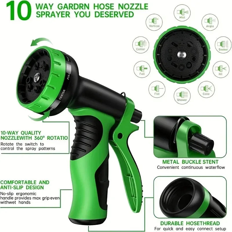 Expandable Garden Hose With Water Gun For High Pressure Watering