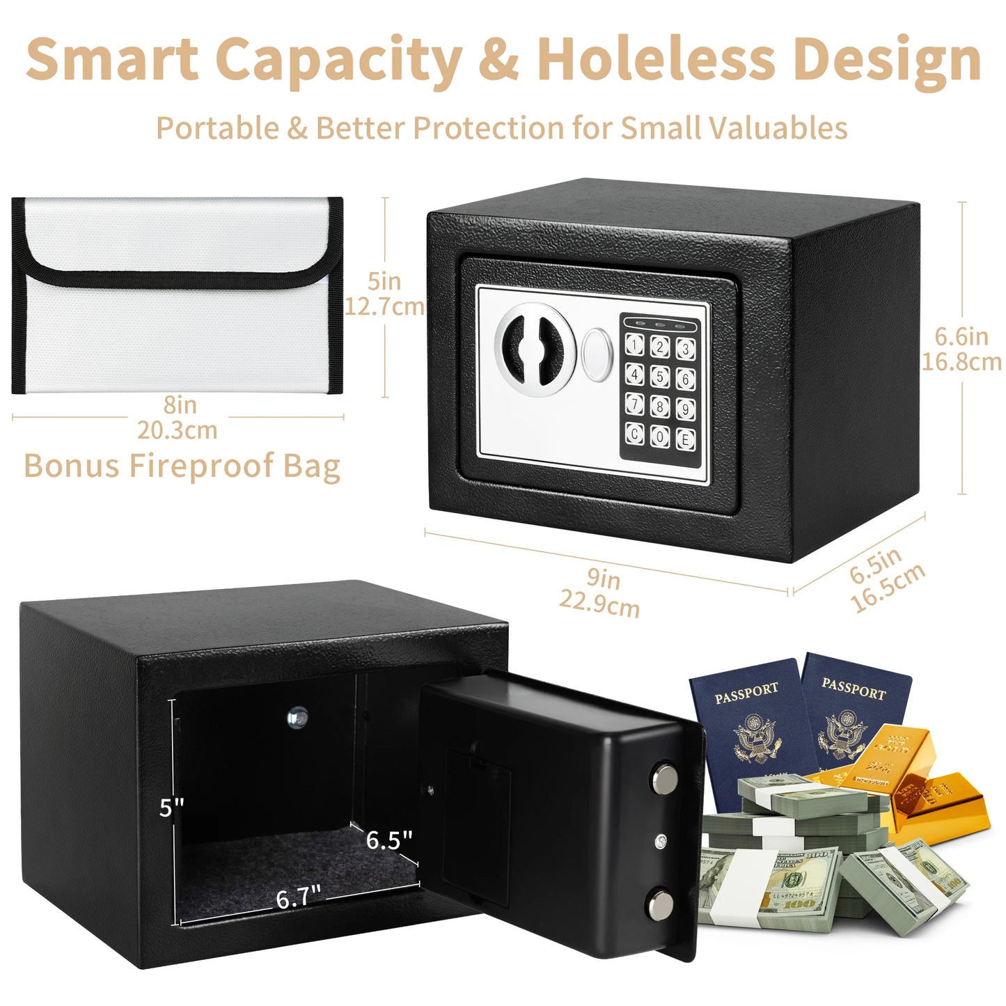 Hign-concerned Electronic Digital Safe Box Steel Money Safe Fireproof For Home Hidden Cash