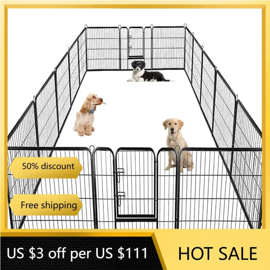 Dog Playpen Pet Dog Fence 40 Inch Height 16 Panels Metal Dog Pen Outdoor Exercise Pen With Doors Camping Yardfreight Free Corral