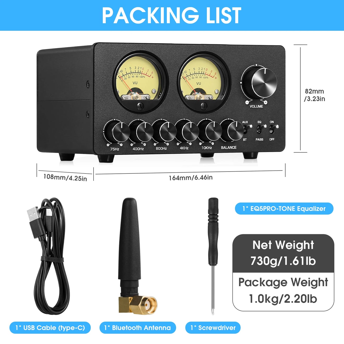 Douk Audio EQ5 Pro Mini 5 Band Bluetooth Desk Preamp