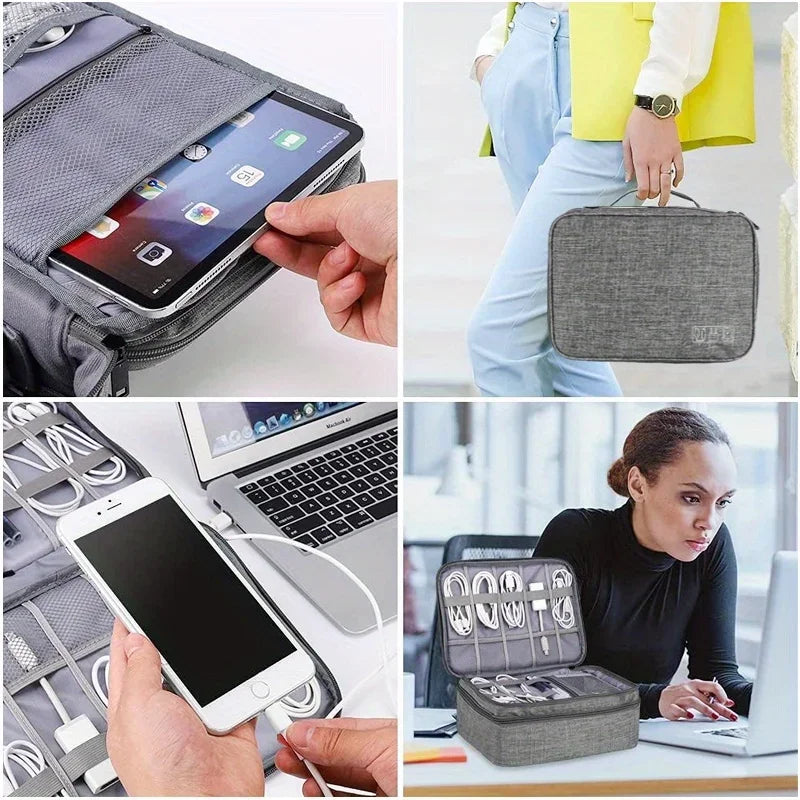 Travel Cable Organizer Bag, Portable Electronics Storage Case, USB Charger & Cord Holder, Waterproof Digital Accessory Pouch