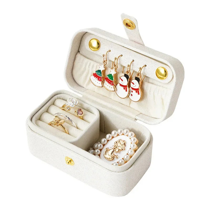 Leather Jewelry Box Mini Earring Ring Lipstick Organizer