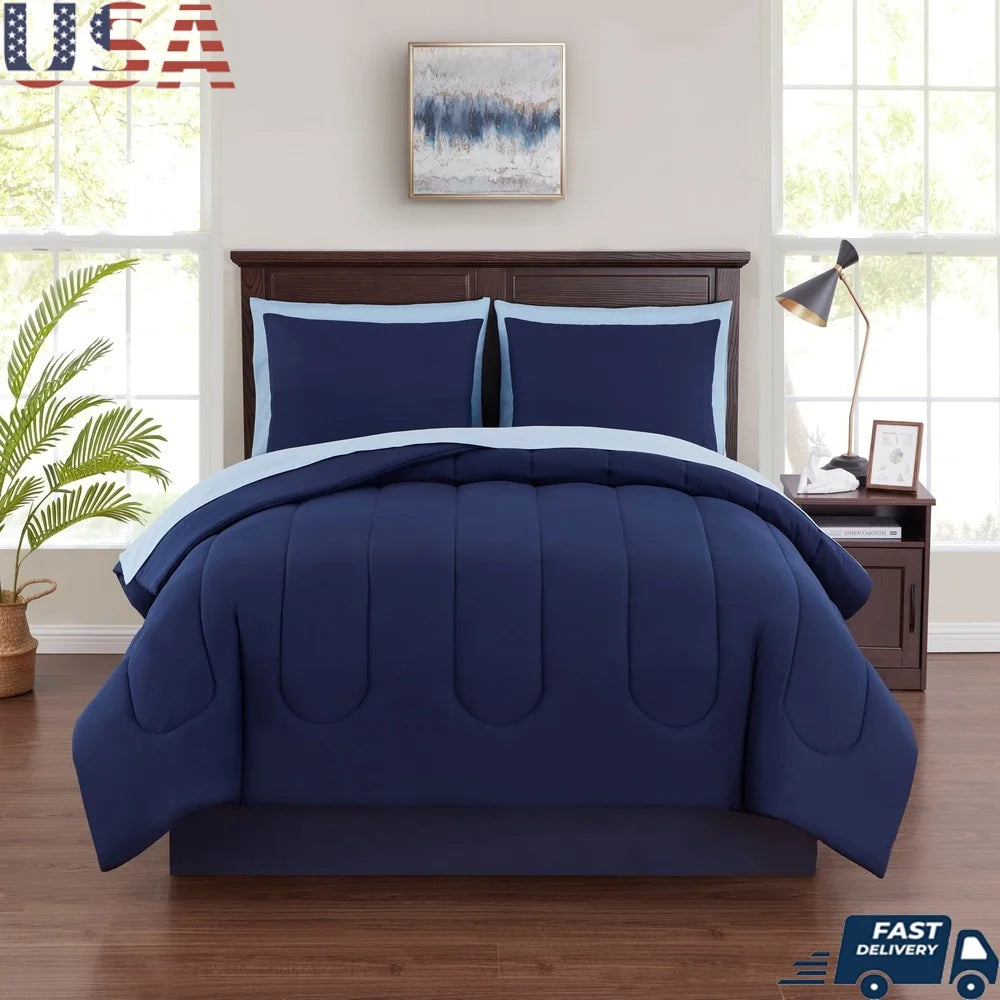 DUTRIEUXCN Reversible 7 Piece Bedding Set Polyester