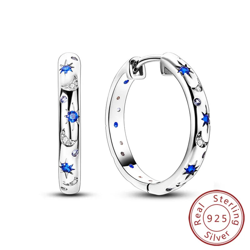 925 Sterling Silver Hoop Earrings Square Circle Heart