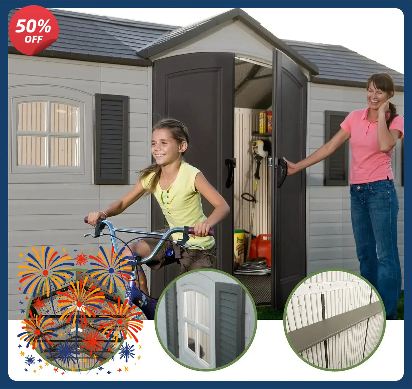 Outdoor Storage Shed Heavy Duty Waterproof UV Resistant Alloy Frame