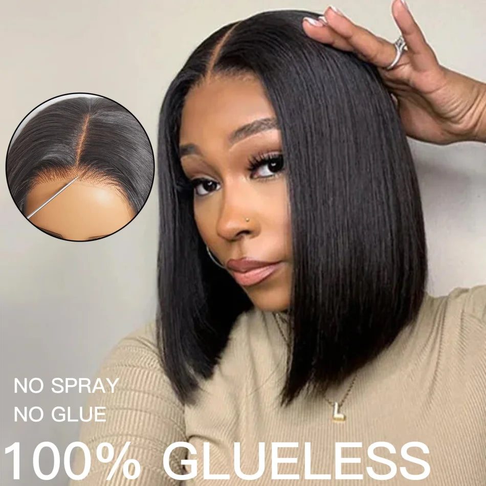 Wear And Go Glueless Bob Wig Human Hair Short Body Wave Lace Front 4x4 HD Lace Closure