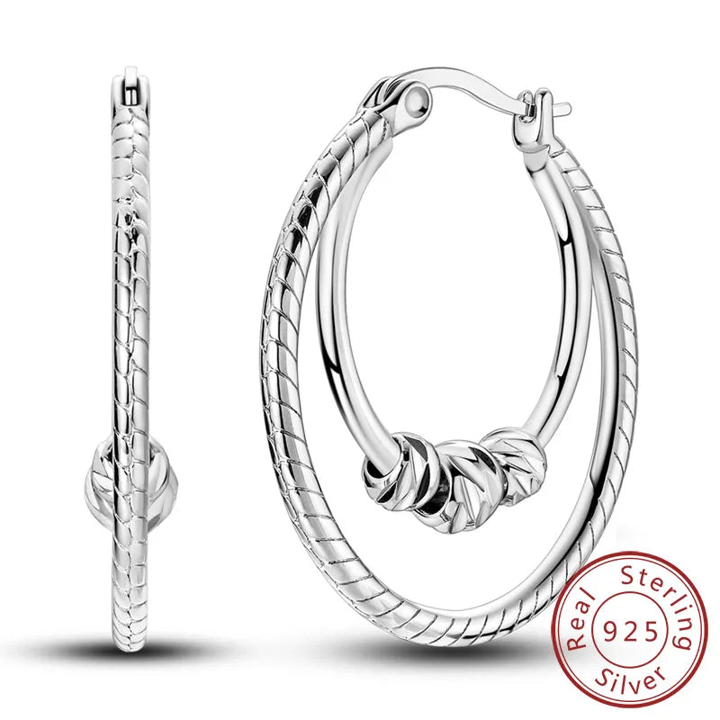 925 Sterling Silver Hoop Earrings Square Circle Heart