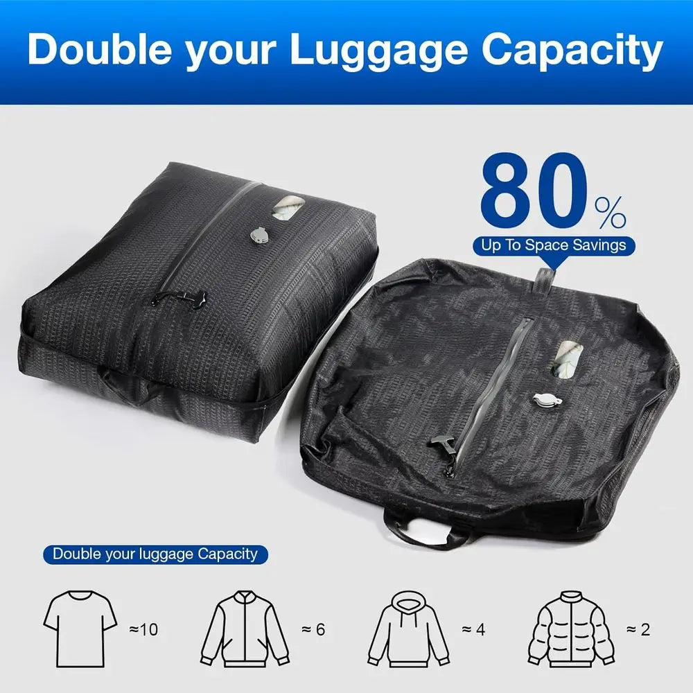 Double Layer Electric Vacuum Bags with Wireless Pump for Travel and Clothing Storage