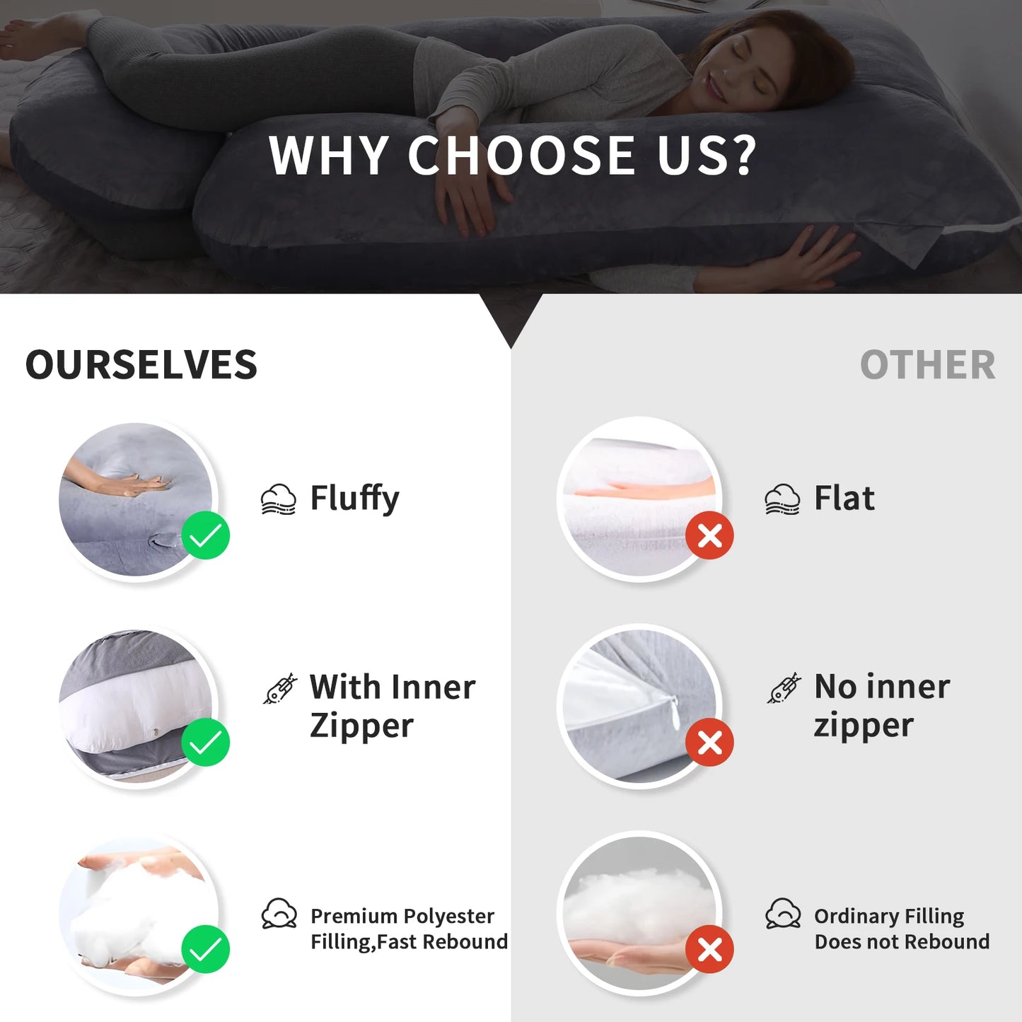 Zhejiang G Shaped Maternity Pillow With Removable Cover