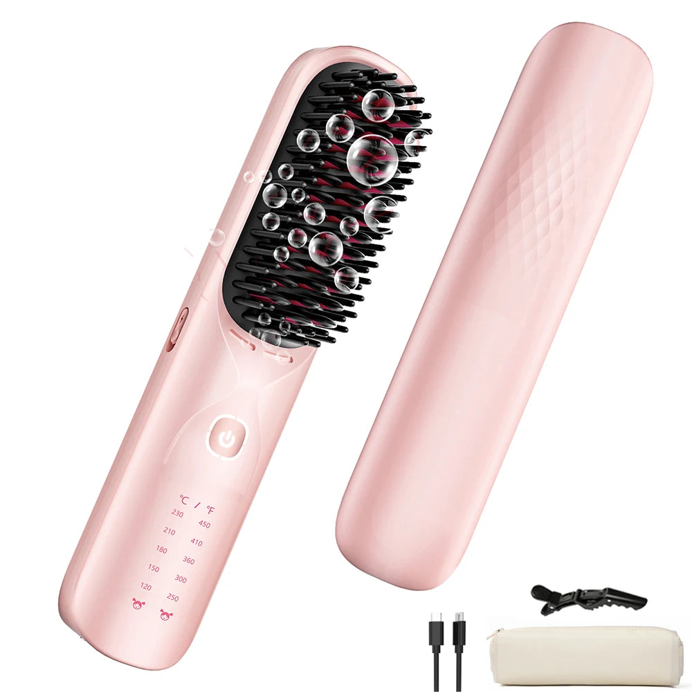 BOPCAL Cordless Hair Straightener Brush 450F Adjustable
