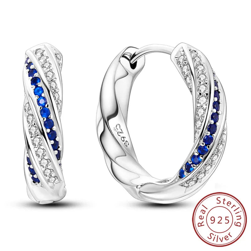 925 Sterling Silver Hoop Earrings Square Circle Heart