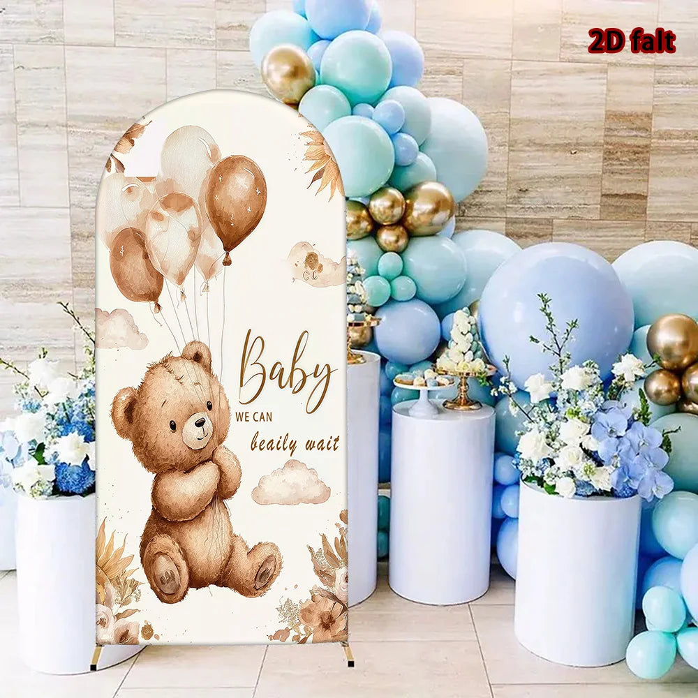 Teddy Bear Hot Air Balloon Theme Arch Backdrop, Cute Style, Durable, Kids Birthday/Party Decor, Seasonal Use, Event Scene