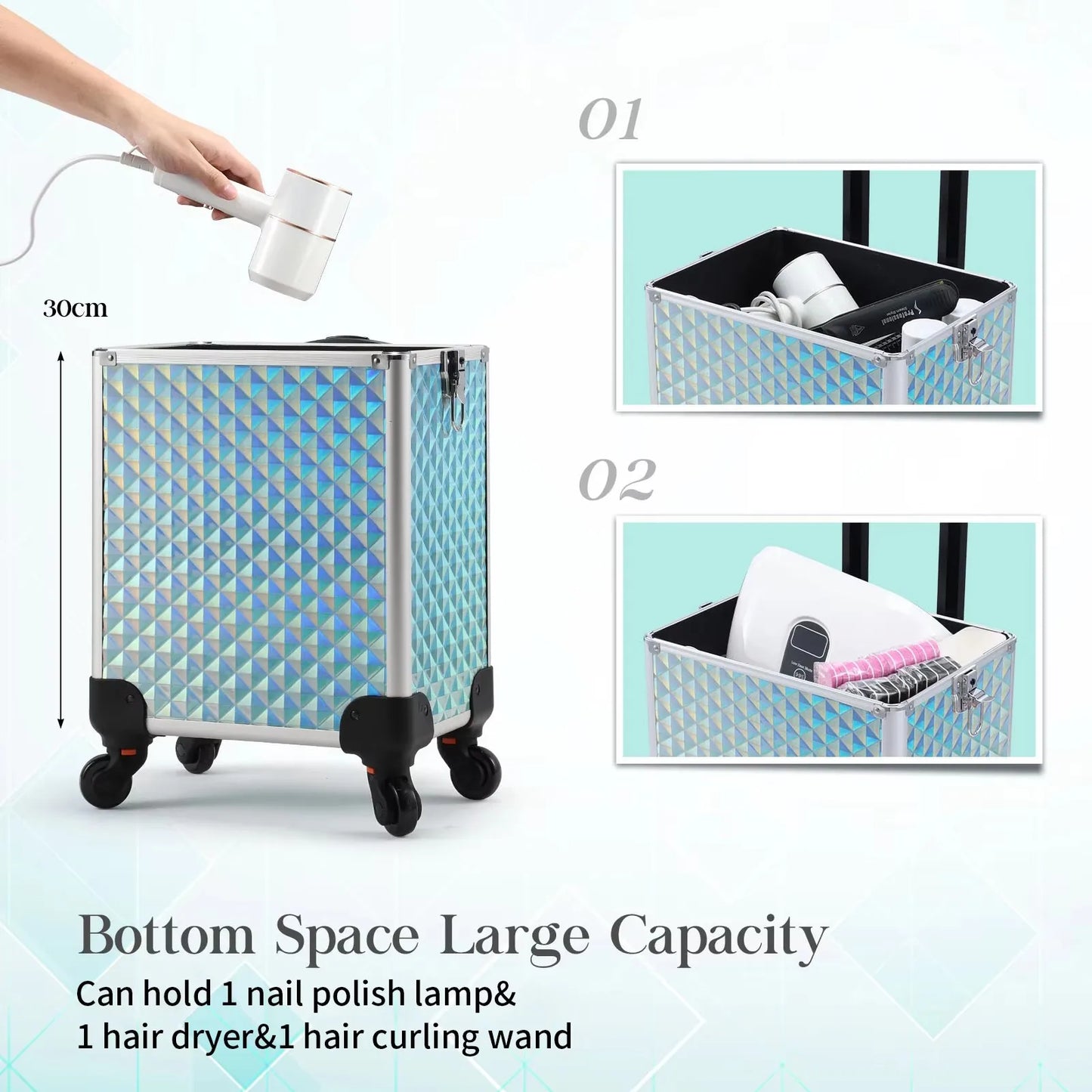 Maxulene Makeup Trolley Case 4 In 1 On Wheels