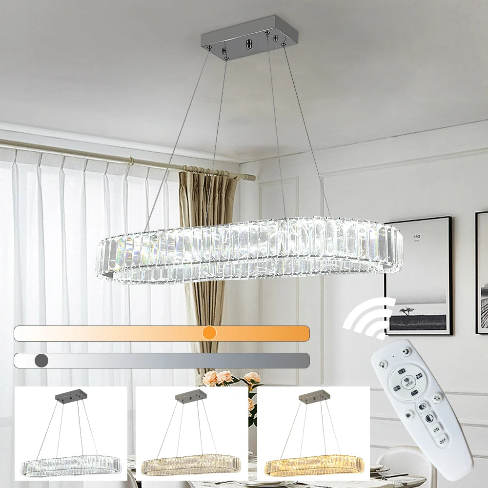 VETRULUS Modern Crystal Oval LED Chandelier Pendant Light