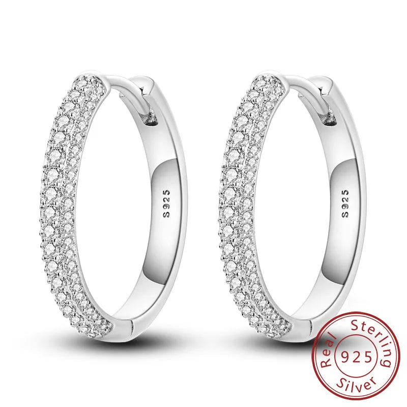 925 Sterling Silver Hoop Earrings Square Circle Heart