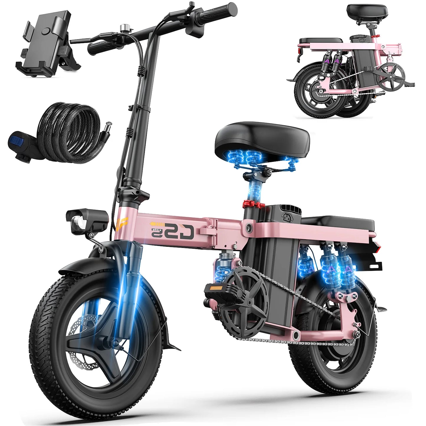 Folding Electric Bike for Adults 750W Peak Motor 48V Battery