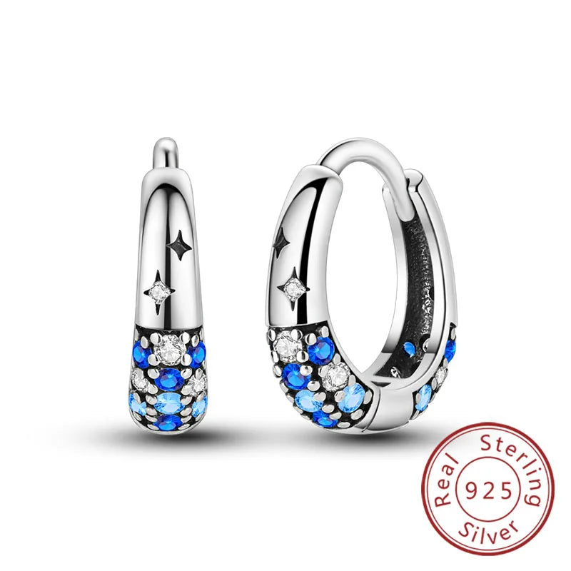 925 Sterling Silver Hoop Earrings Square Circle Heart