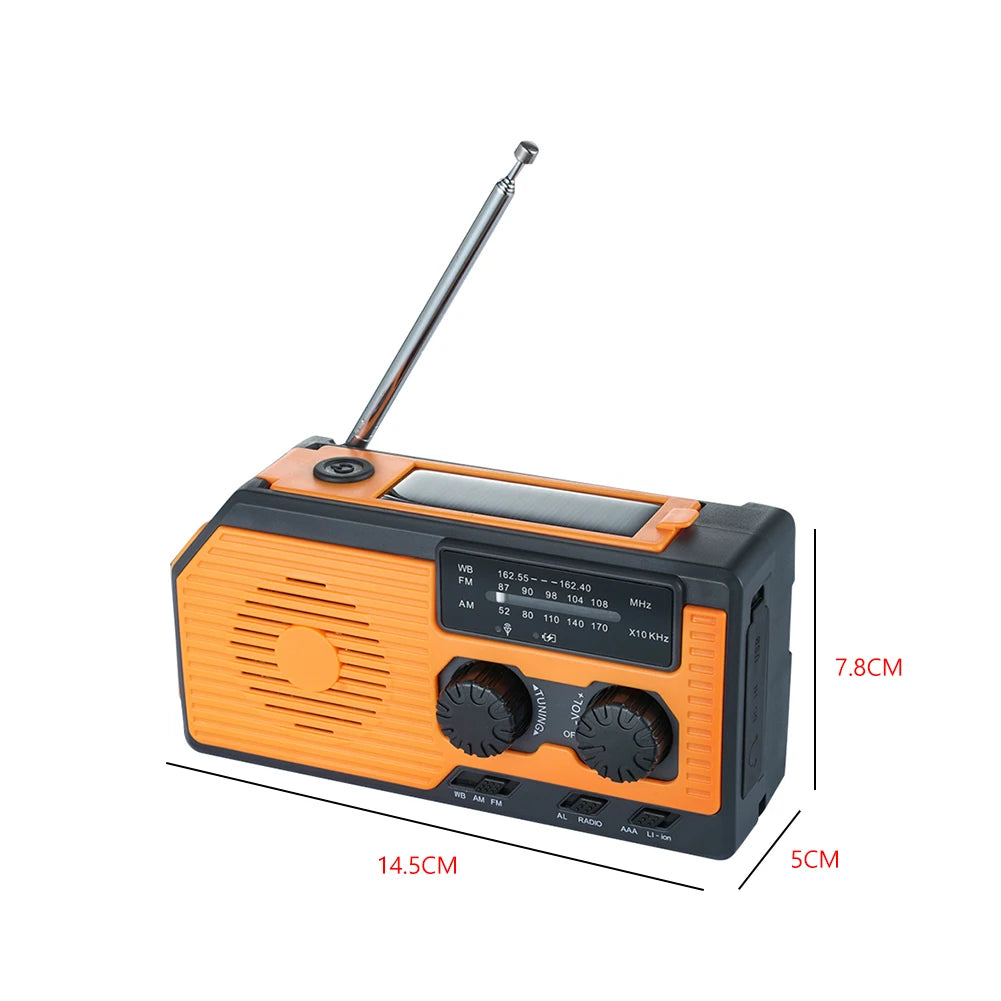 TAKEZERO Solar Hand Crank Radio AM FM NOAA Flashlight