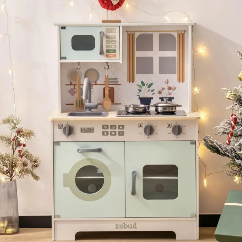 Rolife Robud Wooden Play Kitchen Set With Lights And Sounds