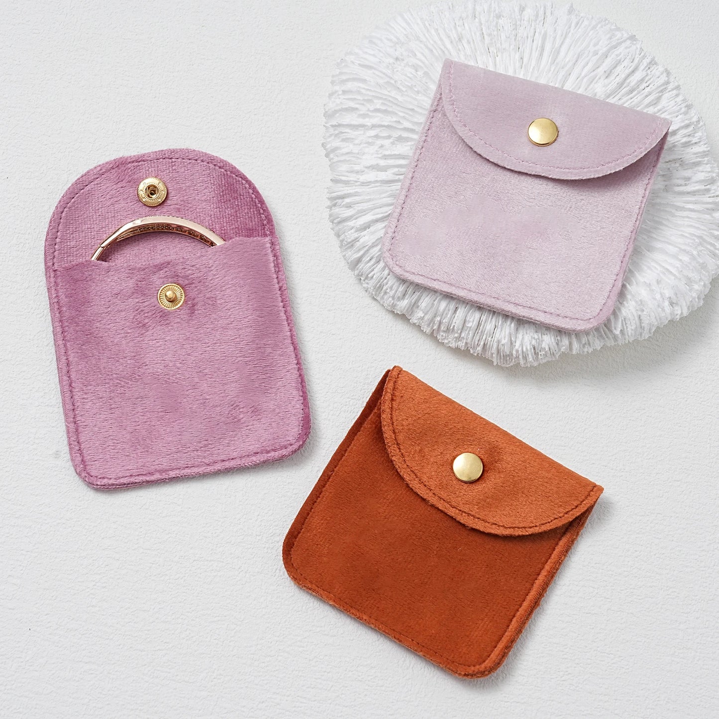 CN Velvet Jewellery Packaging Pouches 10 Pcs Snap Button Bags For Rings Earrings Bracelet Necklace Storage Gift