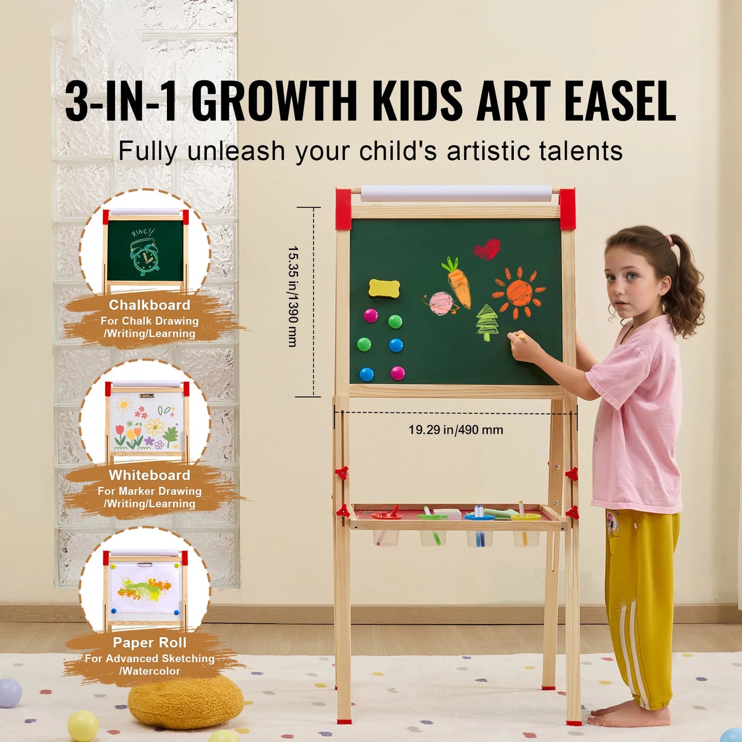 SucceBuy Magnetic Drawing Board For Kids Double Sided Art Easel