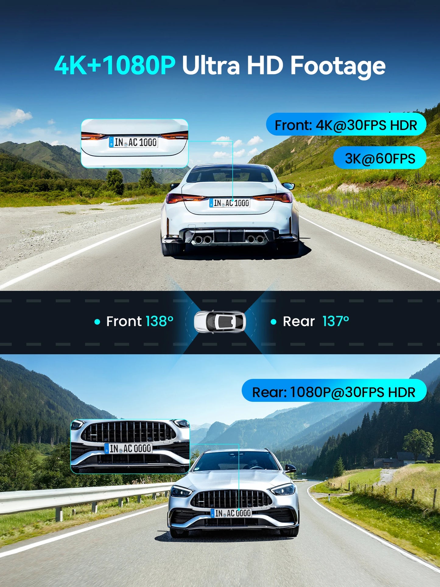 Ddpai Z60 Pro 4K Dash Cam Front And Rear Car Camera