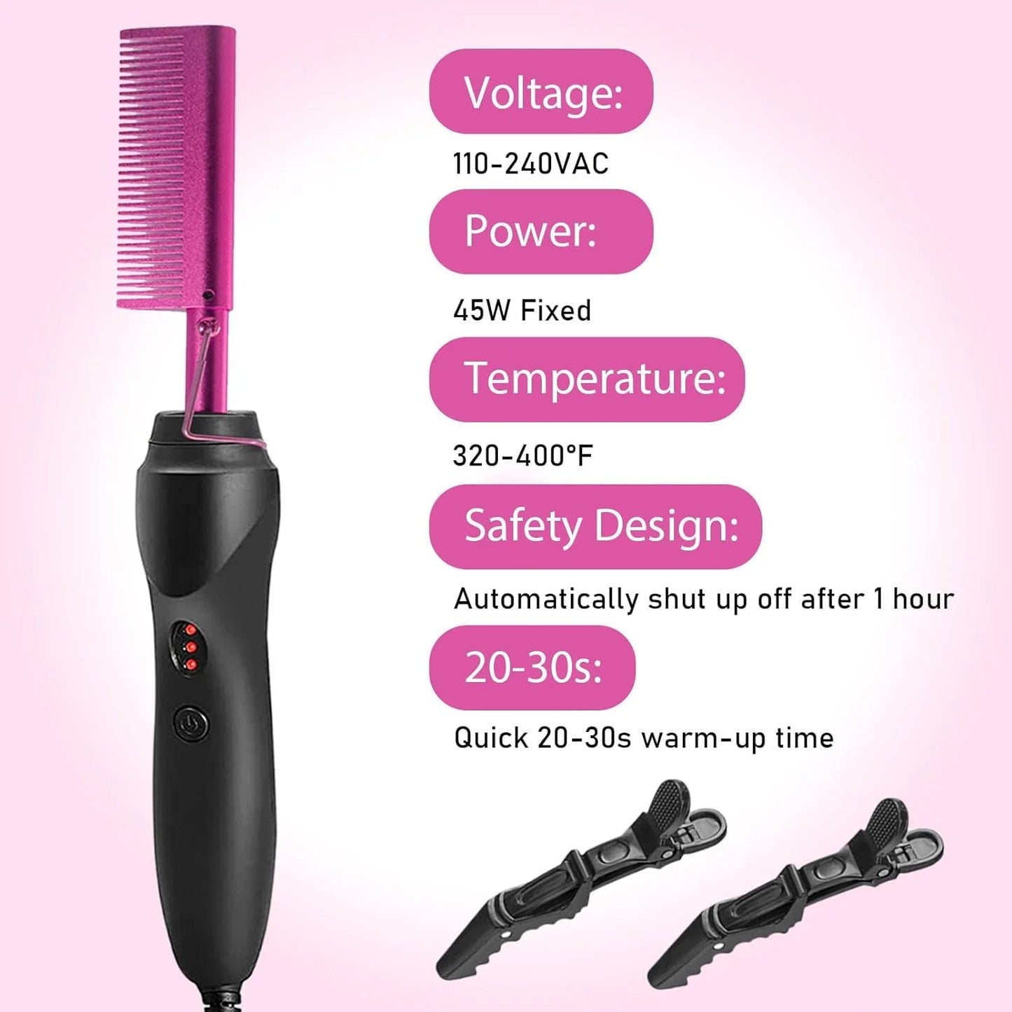 Commodity Electric Hot Heating Comb Curling Iron for Wig Styling