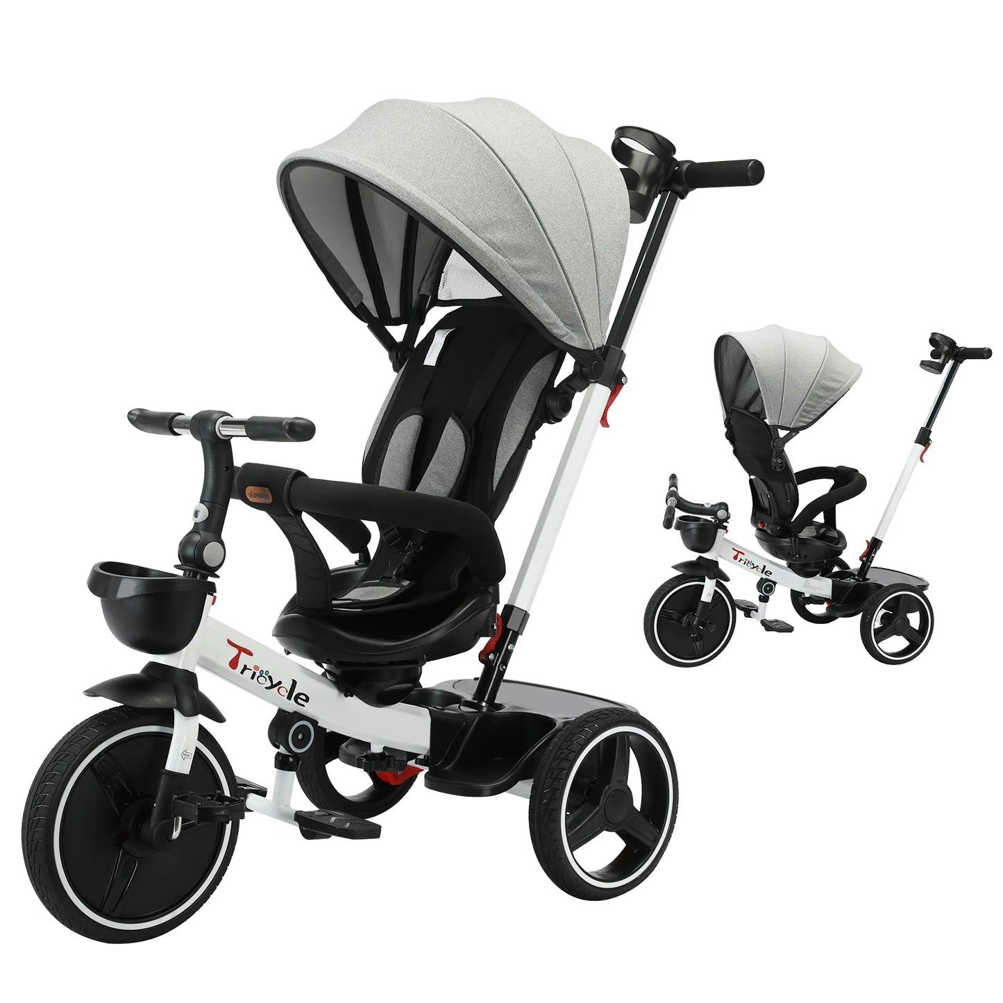 Ubravoo 5-In-1 Baby Stroller Tricycle With Adjustable Canopy