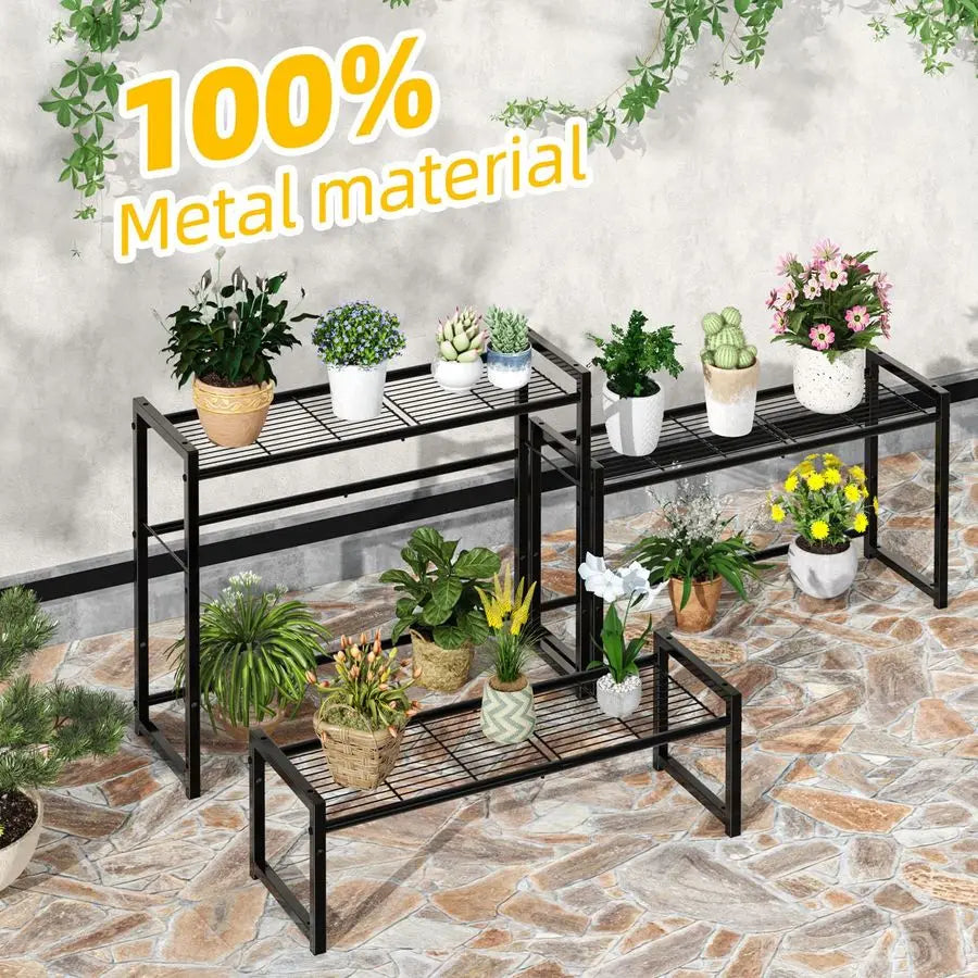 Metal 3 Tier Plant Stand Outdoor Indoor Waterproof Garden Display
