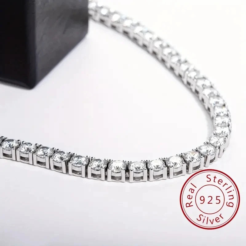 S925 Sterling Moissanite Tennis Necklace Unisex Jewelry