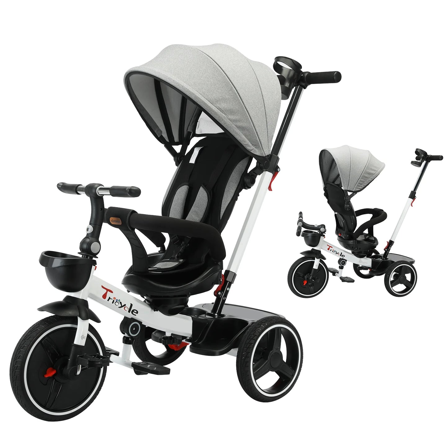 Ubravoo 5-In-1 Baby Stroller Tricycle With Adjustable Canopy