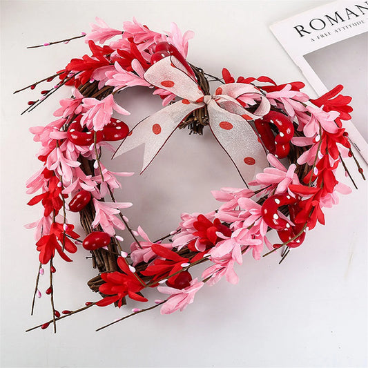 Romantic Heart-Shaped Wreath for Valentine s Day Wedding or Holiday Indoor and Outdoor Decor - Front Door Decoration