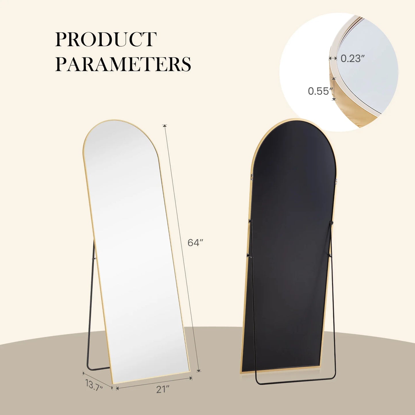 JHK Full Body Wall Mirror Aluminum Frame For Bedroom