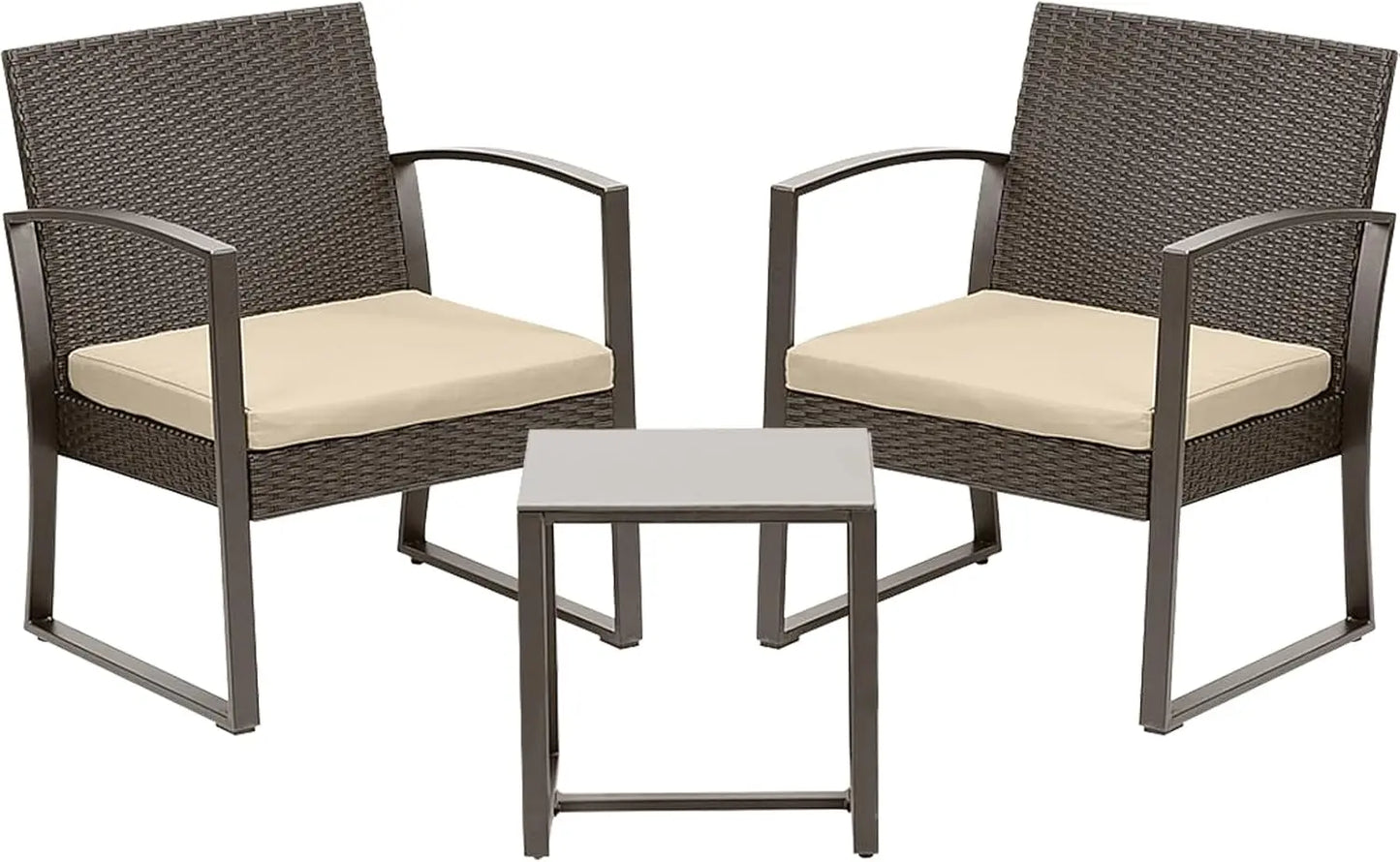 General Use Outdoor Patio Set With Wicker Chairs And Table