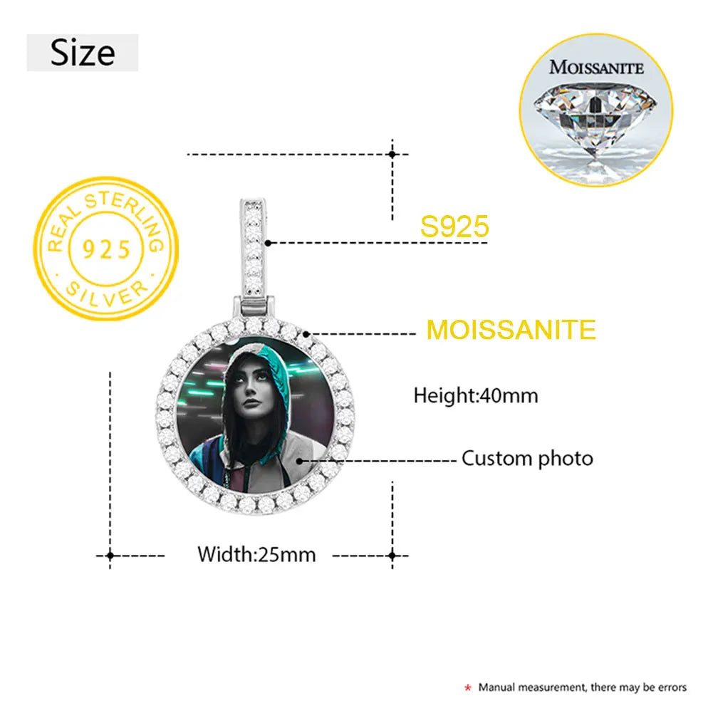 TUHECN Moissanite Pendant Necklace 925 Sterling Silver