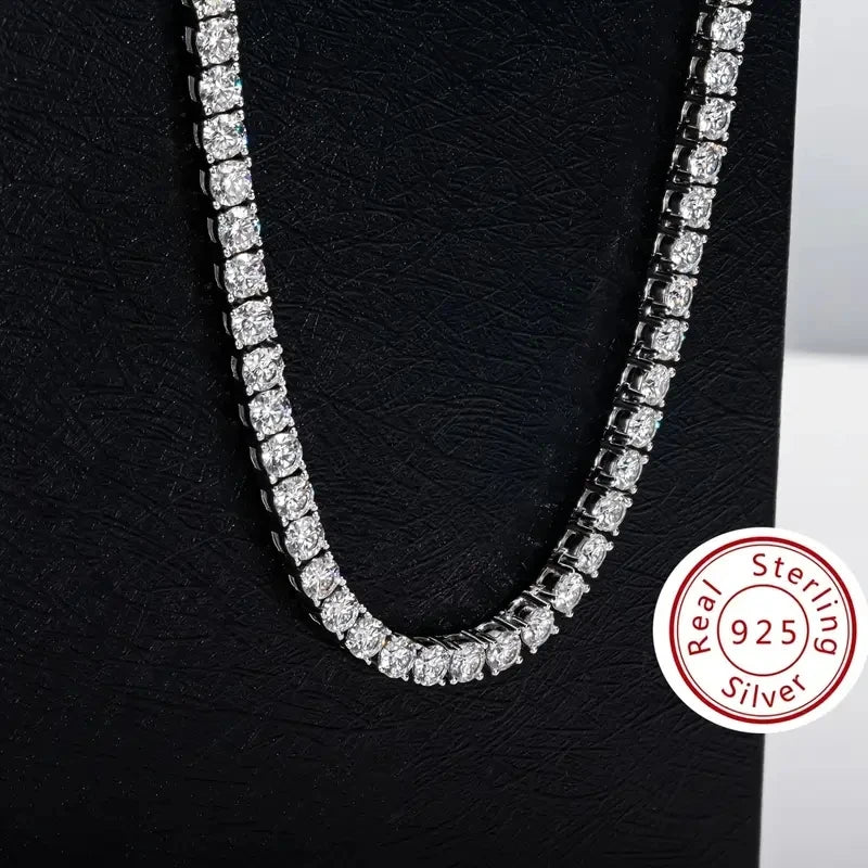 S925 Sterling Moissanite Tennis Necklace Unisex Jewelry