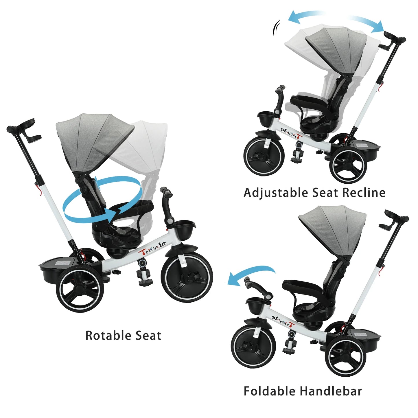 Ubravoo 5-In-1 Baby Stroller Tricycle With Adjustable Canopy