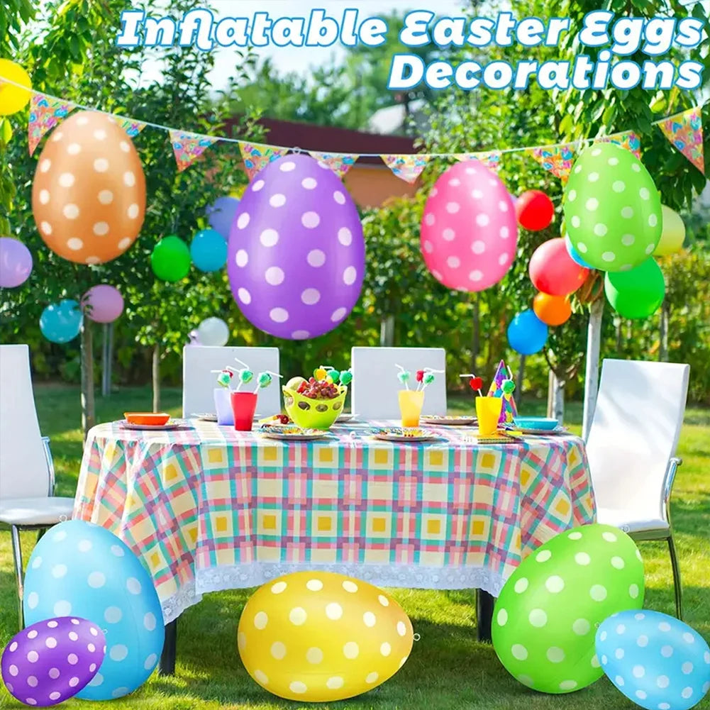 Easter Balloon Inflatable Giant Egg Easter Multifunction Ornament Ball Colorful Egg Balloon for Outdoor Garden Yard Lawn Pendant
