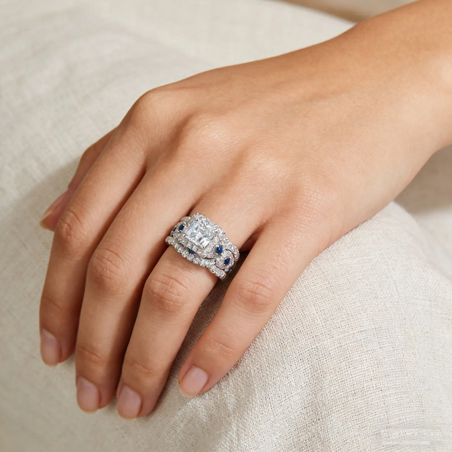 Newshe 3 Pcs Wedding Rings Set AAAAA CZ Jewelry Engagement