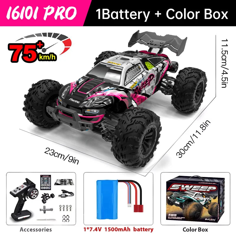 WLtoys 16101 Pro 1to16 75KmH 4WD RC Car LED Headlights