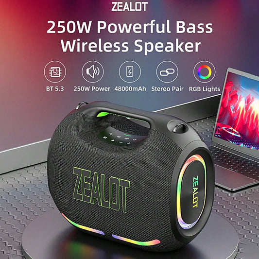 ZEALOT ZE21 250W Wireless Speaker Outdoor Portable RGB Lights