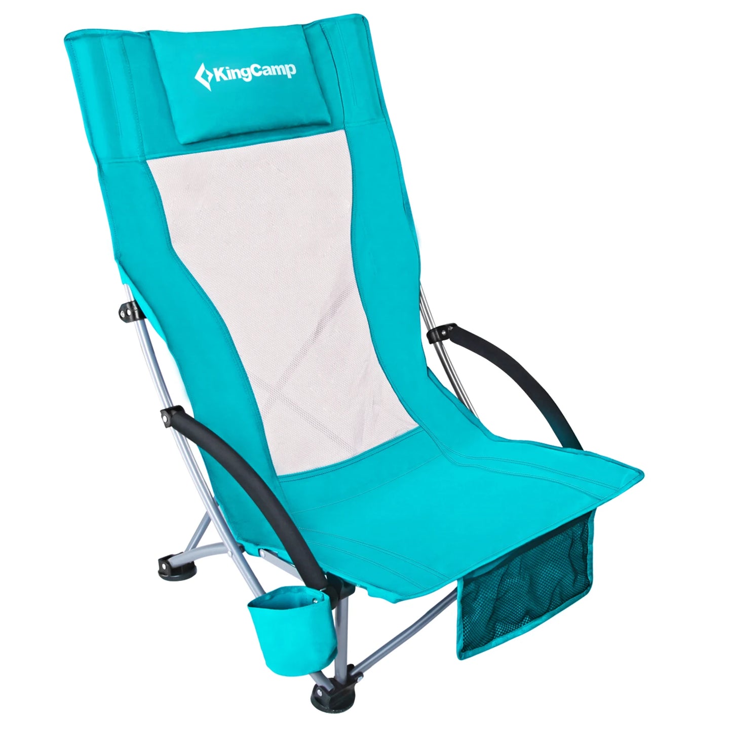 KingCamp High Back Beach Chair Padded Armrests CupHolder