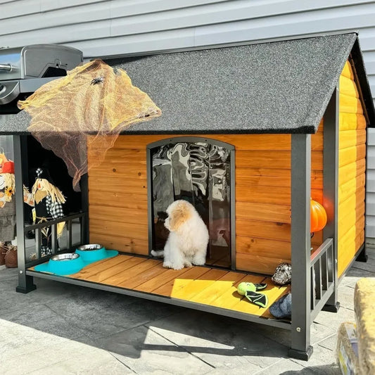 Weatherproof Iron Frame Insulated Outdoor Dog House Shelter